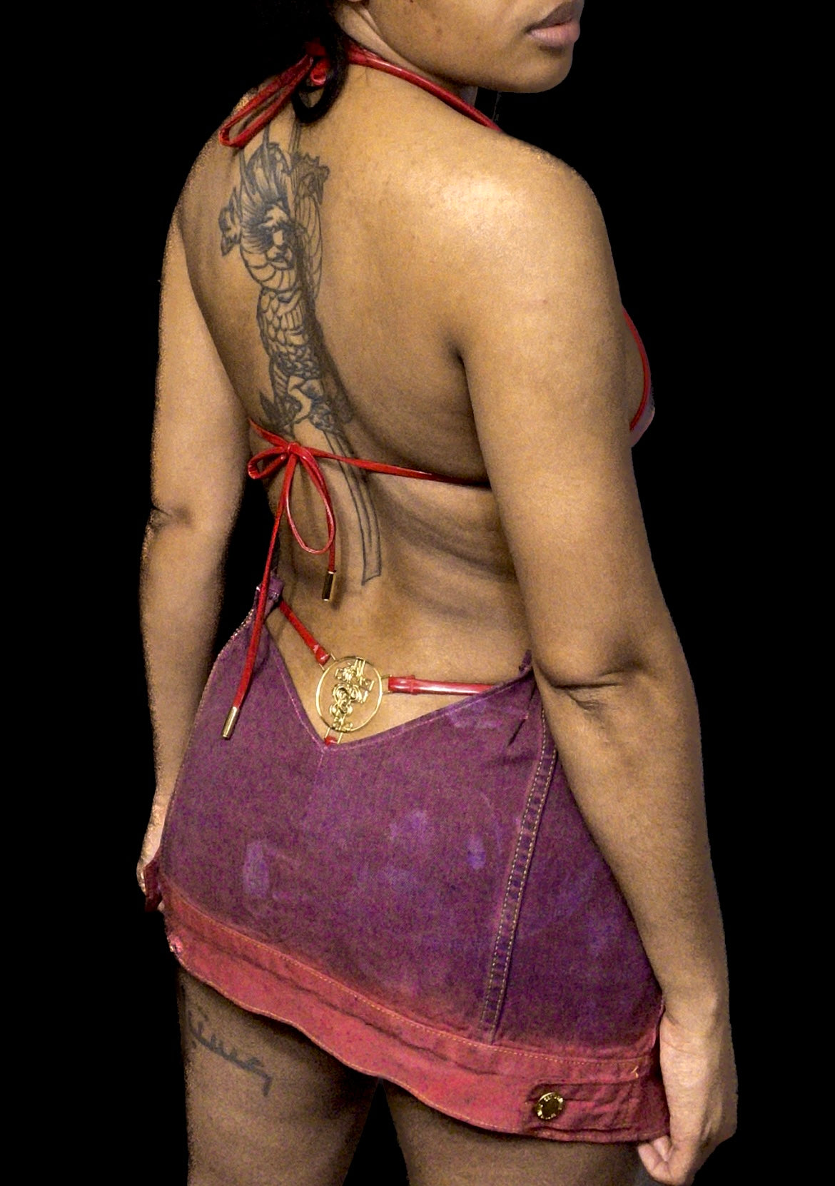 B CUSTOM V-Conceited Denim Mini Skirt